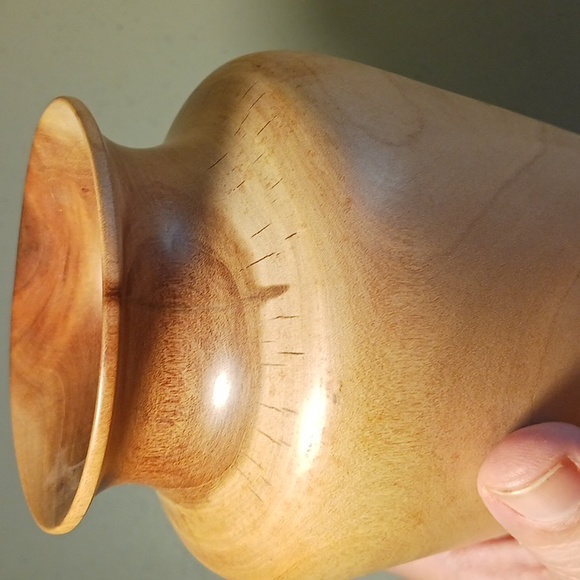 Cherry Wood Vase Hand Carved One-of-a-kind #eshopchicago Wooden Turned Art - Picture 4 of 7